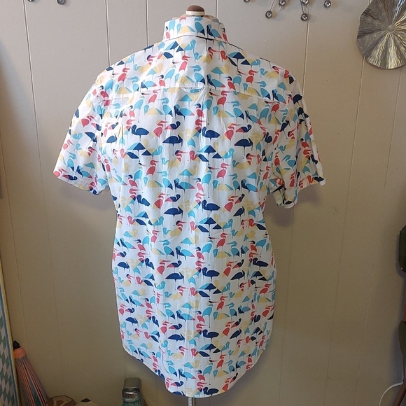 Club Room Short Sleeve Retro Flamingo Casual Button Down Shirt XL Never Worn - Picture 5 of 11